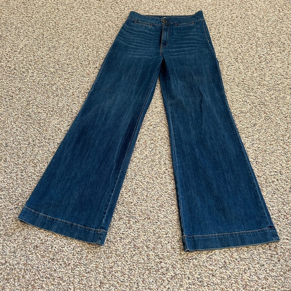 ASKK NY Blue Flare Wide Leg Jeans High-Rise - Picture 5 of 10